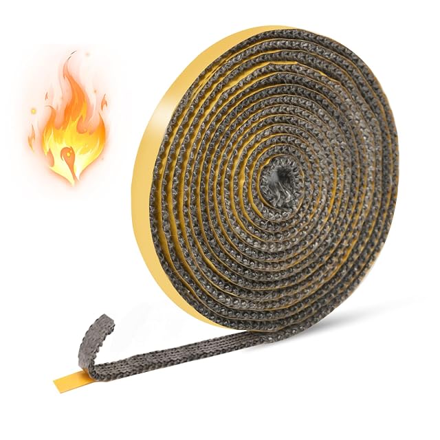 A three-metre roll of flat self-adhesive glass-fibre stove door seal tape, 3 by 10 millimetres