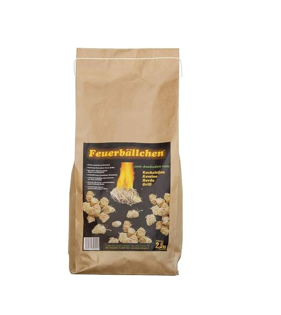 A 2.5 kg pack of about two hundred wood wool and wax firelighter balls