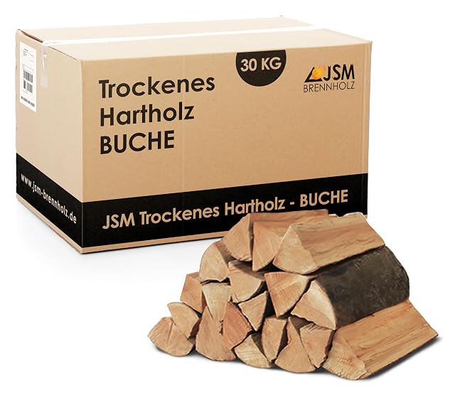 Thirty kilograms of split beech firewood, offered in 25 cm or 33 cm lengths