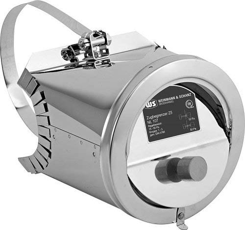 A stainless steel draught limiter with rosette segments for flue diameters from 110 to 200 millimetres