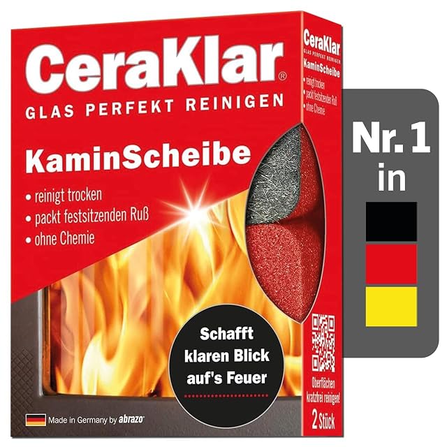 Two abrazo CeraKlar steel-wool and microfibre pads for cleaning stove glass dry