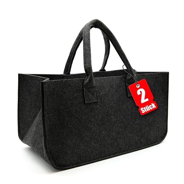 Two anthracite felt log bags of thirty litres each