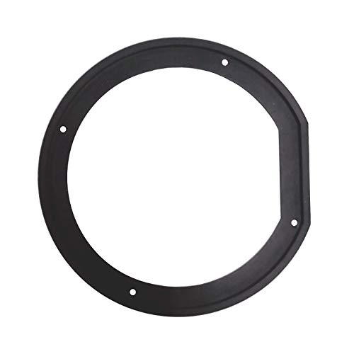 A black silicone rubber flange gasket with four fixing holes for a pellet stove extraction fan