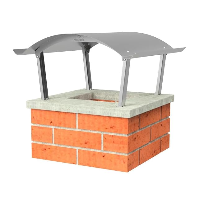 A stainless steel chimney cover of 600 by 600 millimetres on profile supports