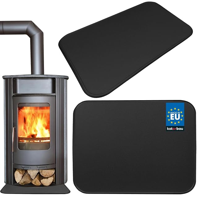 A black powder-coated steel spark protection plate measuring 60 by 80 centimetres