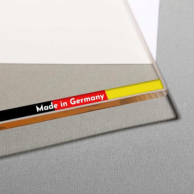 A transparent 4 mm Schott ROBAX stove pane cut to measure with seamed edges