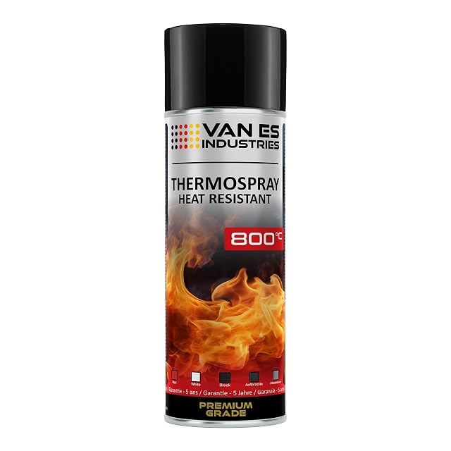 An aerosol of black thermal lacquer for stoves and exhaust systems rated to 800 degrees